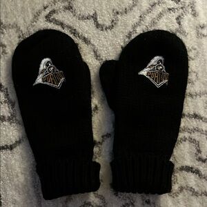 Black Embroidered Purdue Mittens Merch